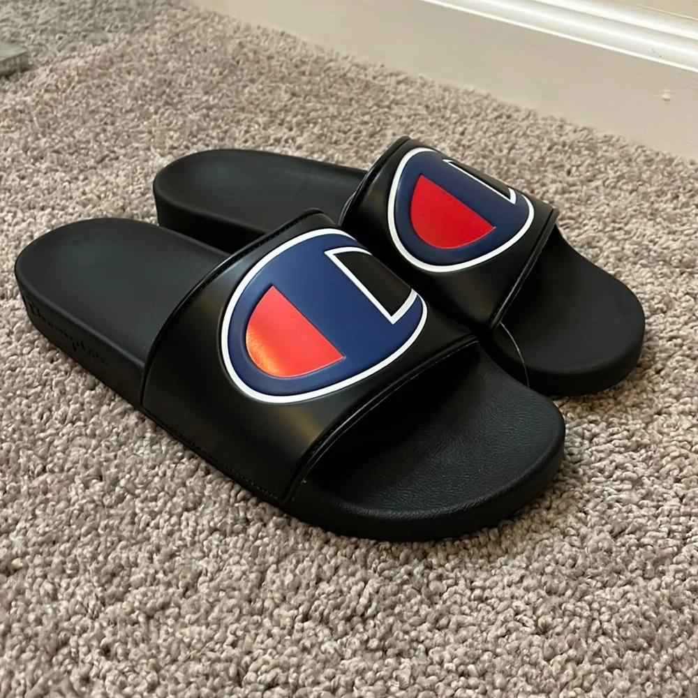 Champion IPO slides sandals shoes black new mens shower beach slide